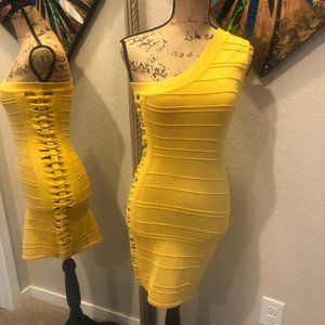 Yellow bandage club dress